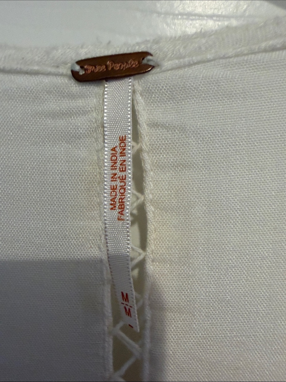 Free People Cream Boho V-Neck Tie-Front Tunic - Picture 3 of 3